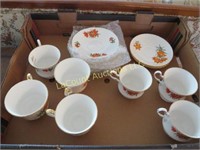 tea cups & saucers Rosina China Tiger lily pattern