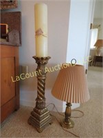 large candle holder  w candle brass lamp