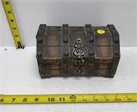 small wood chest of asst. items - stopwatches, etc