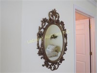 ornate oval mirror 33" long great condition