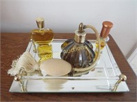 vanity tray with perfumes atomizer