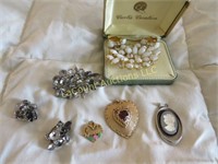 vintage costume jewelry pins earrings