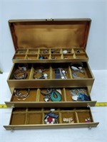 jewelry box of assorted jewelry and watches, etc.