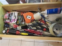 junk drawer lot tape measure screw drivers misc