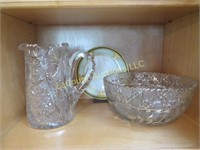 crystal pitcher and bowl misc plate