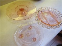 3 pcs pink depression cake plate divided tray