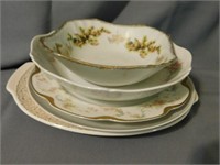 Haviland 9.75" plate with roses - Bavarian bowl ,