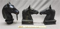 Cast Iron Horse Head Bookends, Hitch Post Topper