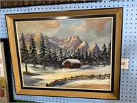 (1) Winter Scene Oil on Canvas
