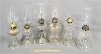 Lot of 6 Antique Oil Lamps