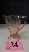 PINK DEPRESSION GLASS PITCHER 8 IN