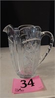FLORAL GLASS PITCHER 9 IN