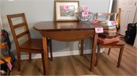 DROP LEAF TABLE WITH 2 MATCHING CHAIRS BY