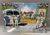 Ron Lewis Negro League Lithograph w/ Autographs