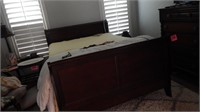 QUEEN SIZE SLEIGH BED-HEADBOARD, FOOTBOARD AND