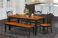 6 PC Dining Room Set in Black and Cherry