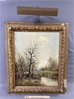 Signed Antique Landscape Oil Painting