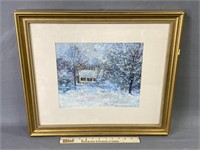 Signed Winter Landscape Oil on Paper