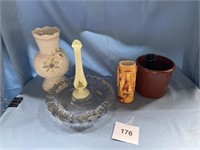 (6) Assorted Vases/Pottery Fenton ,Belleek,Eldreth