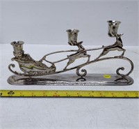 silver plated sleigh candle stick holder