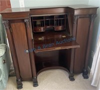 Antique mahogany drop front desk with fluted