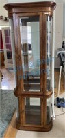 Modern curved glass China cabinet with lights