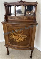 Antique walnut music cabinet with marquetry