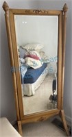 Antique maple dressing mirror with fluted c