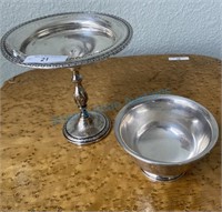 Two pieces of sterling silver bowl and weighted