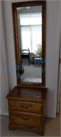 Gilded dressing mirror and two drawer chest