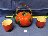Maruhom Ware - handpainted Japan - Tomato Teapot &