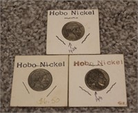 Lot of 3 Hobo Nickels