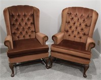 Pair of Matching Nailhead Velveteen Chairs