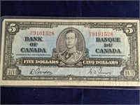 1937 Canada $5 Bill
