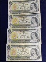 4 1973 Canada $1 Bills