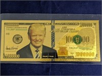 1 Million Dollar Gold Foil Note Donald Trump