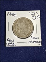 1948 Canada 50 Cent Key Date Low Mintage Coin