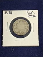 1874 Canada 25 Cent Coin