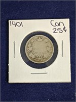 1901 Canada 25 Cent Coin