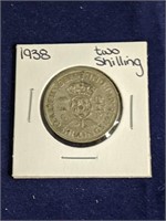 1938 UK King George VI 2 Schilling Coin