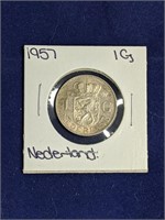 1957 Nederland 1 Guilder Coin