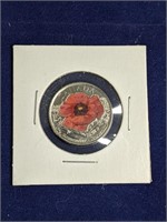 2015 Canada 25 Cent Colored Poppy Coin