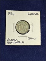 1957 UK Silver 6 Pence