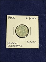 1955 UK Silver 6 Pence
