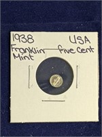 1938 USA 5 Cent Franklin Mint Replica Coin