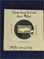 1931 Invicta Sterling Silver Art Bar