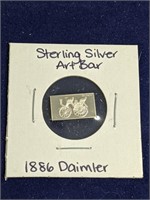 1886 Daimler Sterling Silver Art Bar