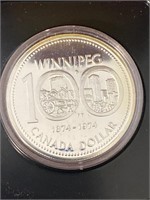 1974 Canada Winnipeg 100 Year Silver Dollar