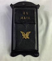 Small 8 x 4 cast-iron wall mount US mail holder