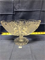 Footed Cut Glass Fruit Bowl